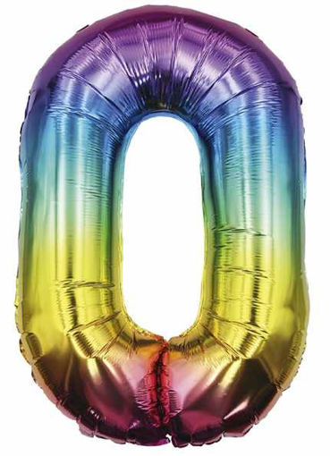 Picture of FOIL BALLOON NUMBER 0 MULTI COLOUR 25 INCH